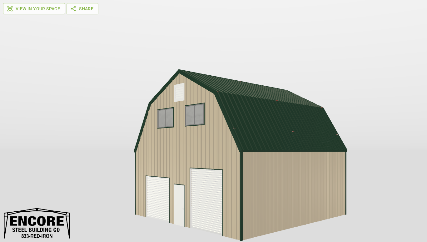 Perspective View Gambrel 30'X30'X12-tall