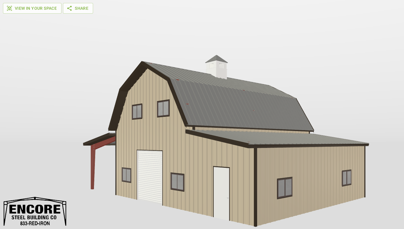 Perspective View Gambrel 24'X32'X12-tall
