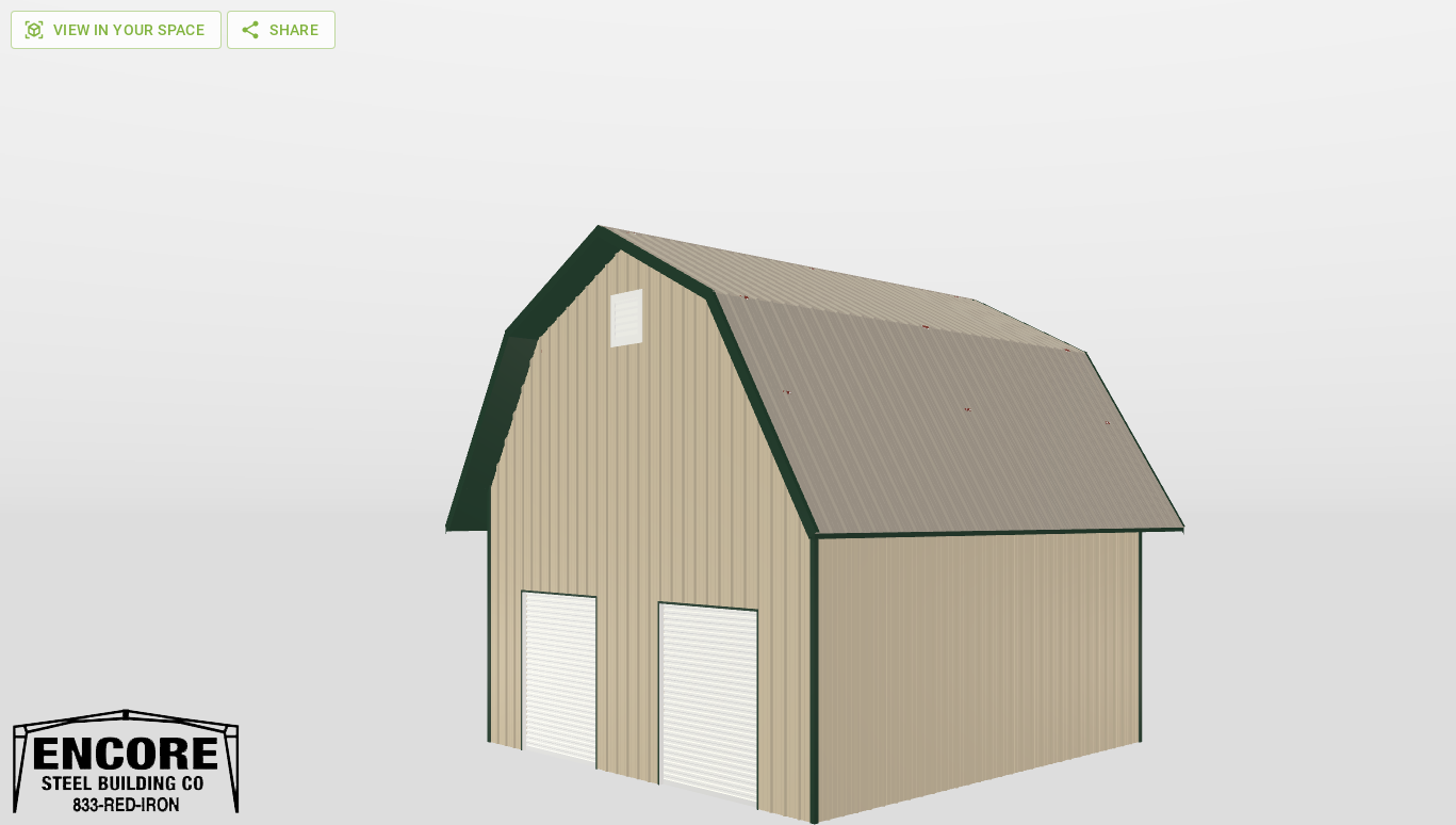 Perspective View Gambrel 30'X30'X16-tall
