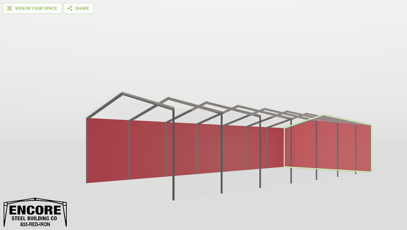 Frame Red Iron Gable Style Carport 70'X160'X30-tall