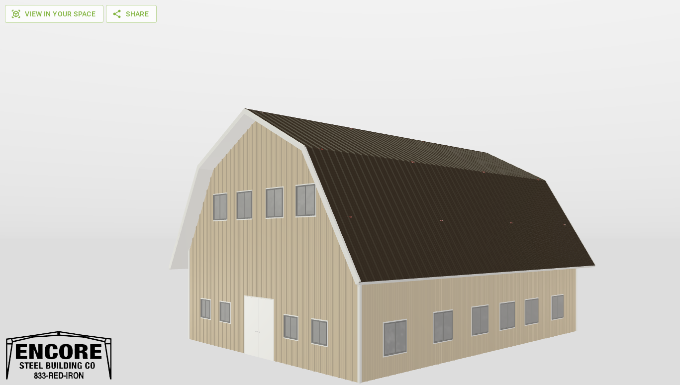 Perspective View Gambrel 35'X45'X12-tall