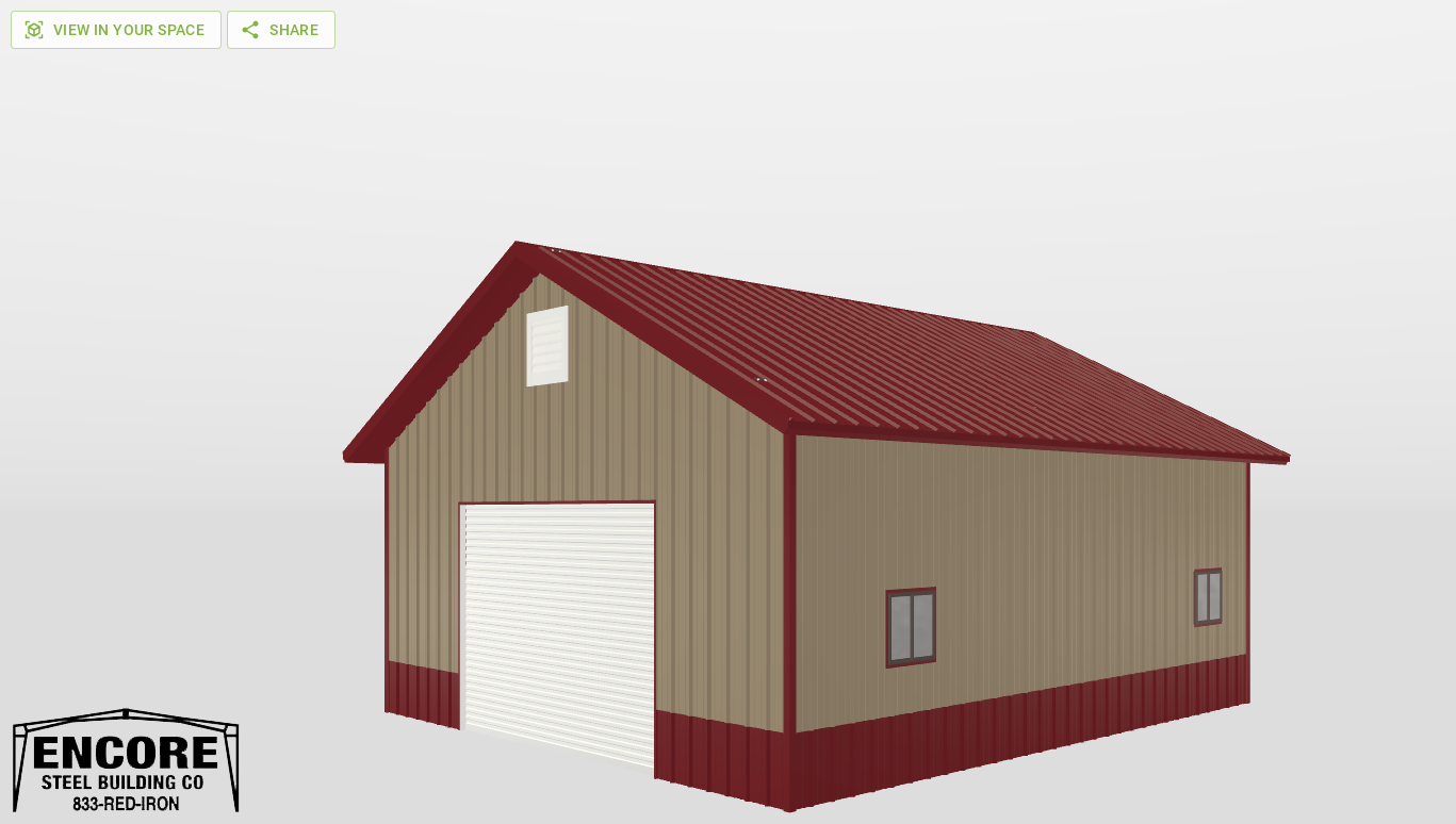 Perspective View Gable 28'X32'X12-tall