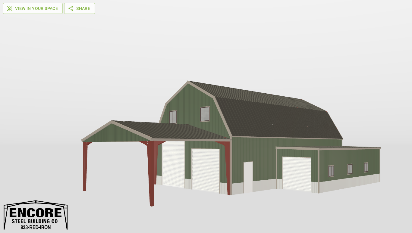 Perspective View Gambrel 30'X50'X12-tall