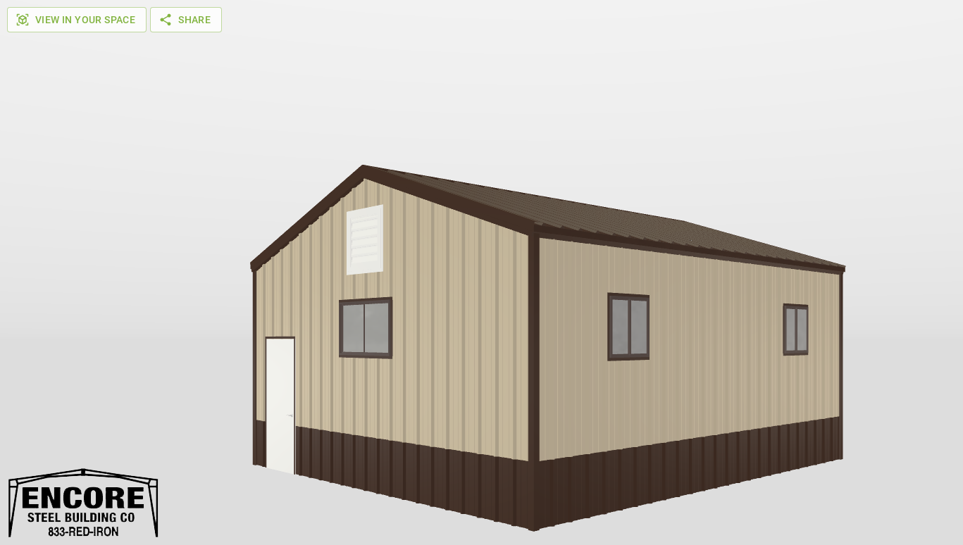 Perspective View Gable 22'X25'X10-tall