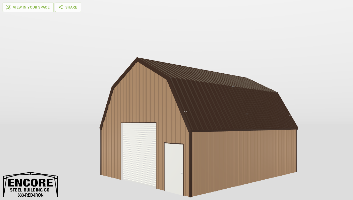 Perspective View Gambrel 25'X30'X8-tall