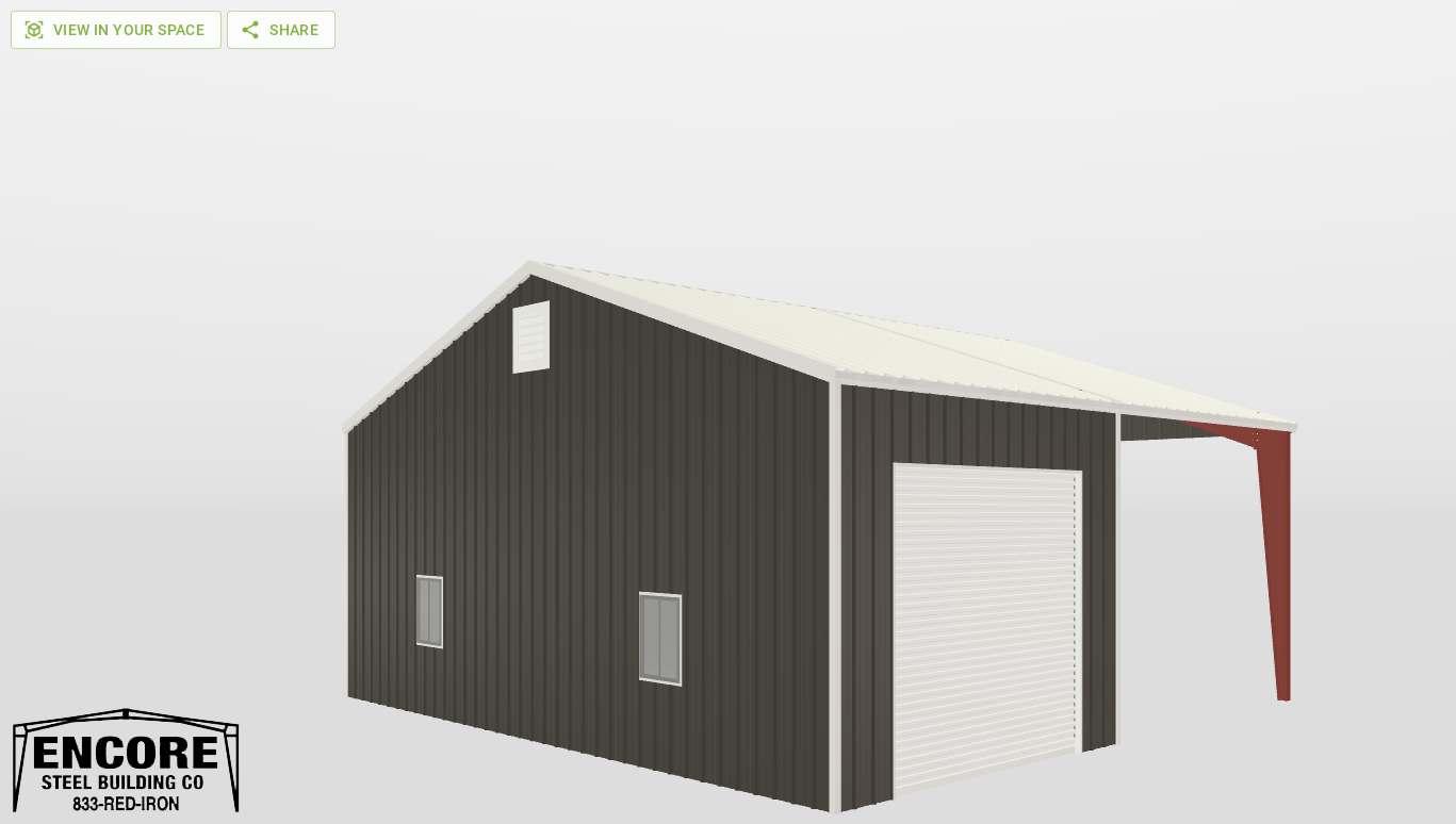 Perspective View Gable 38'X18'X14-tall