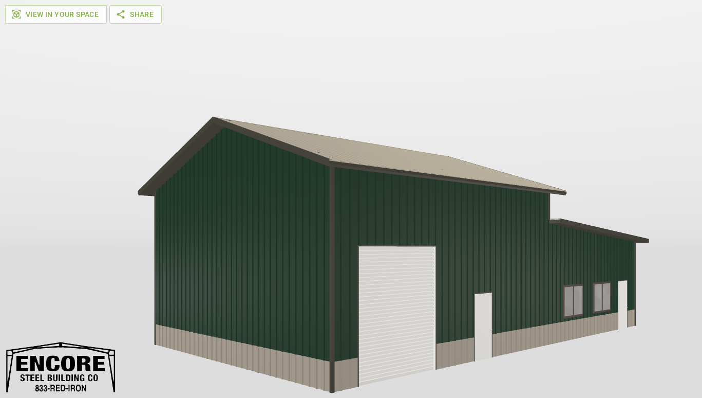 Perspective View Gable 34'X34'X18-tall