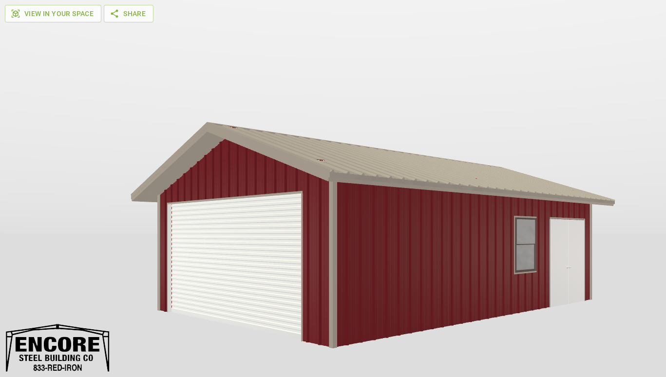 Perspective View Gable 20'X30'X8-tall