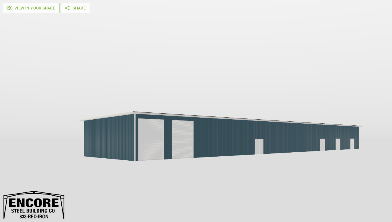 Perspective View Single Slope 40'X180'X14-tall-ss