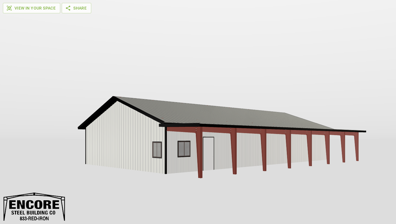 Perspective View Gable 36'X64'X9-tall