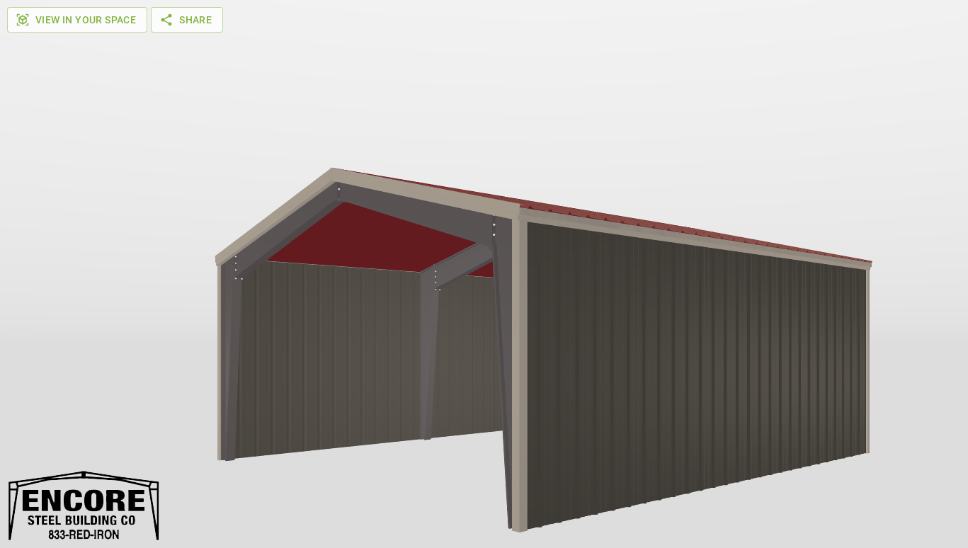Perspective View Gable 24'X28'X10-tall