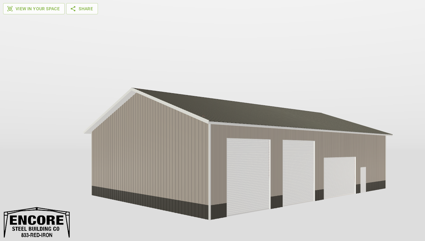 Perspective View Gable 48'X72'X16-tall