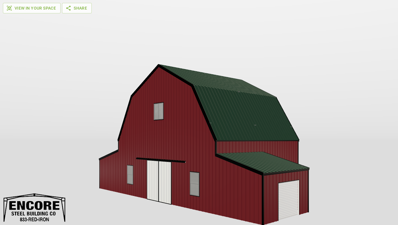 Perspective View Gambrel 40'X30'X14-tall