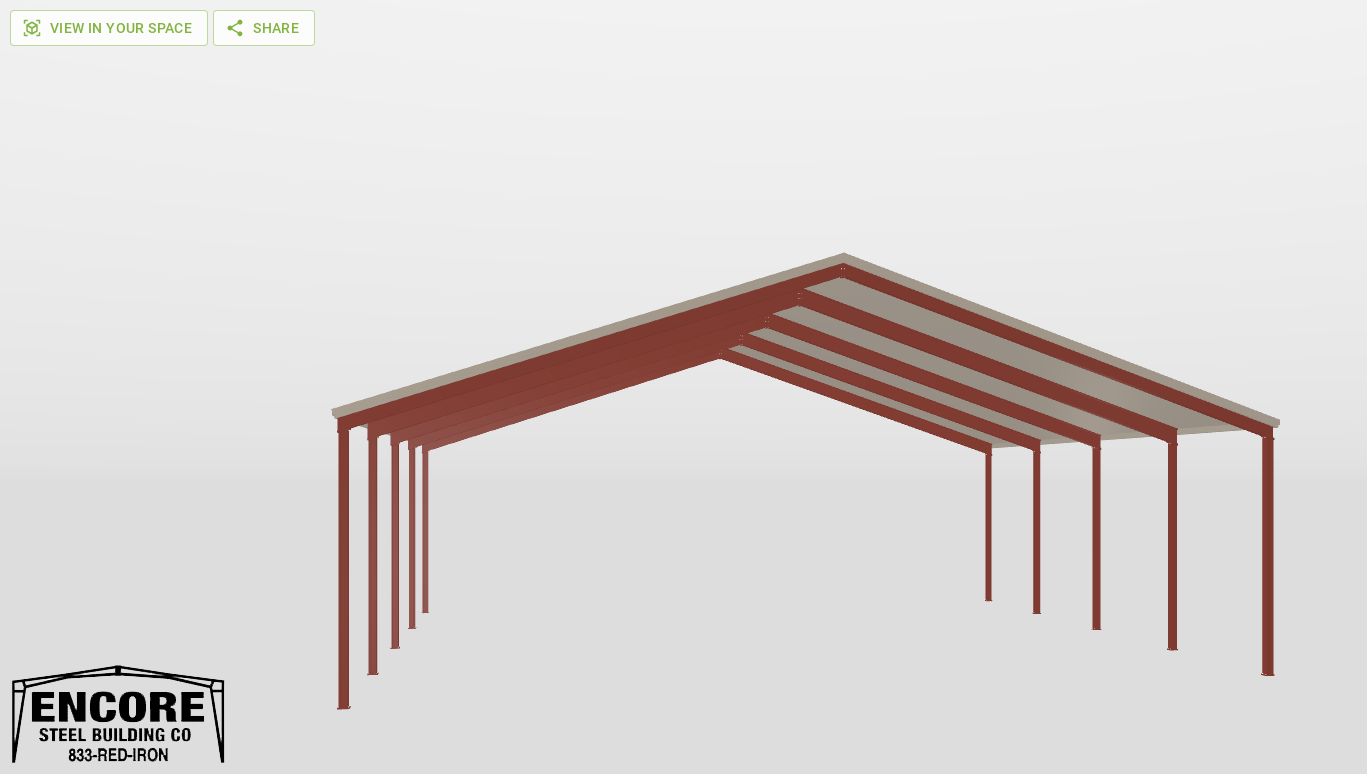 Right Red Iron Gable Style Carport 60'X50'X16-tall