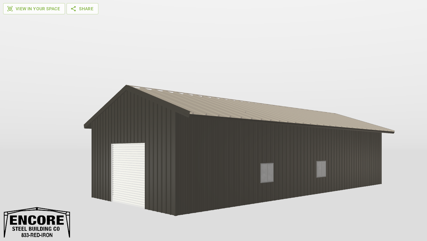 Perspective View Gable 24'X58'X12-tall