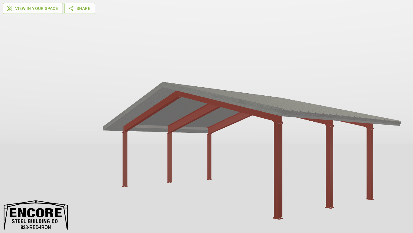 Front Red Iron Gable Style Carport 30'X16'X8-tall