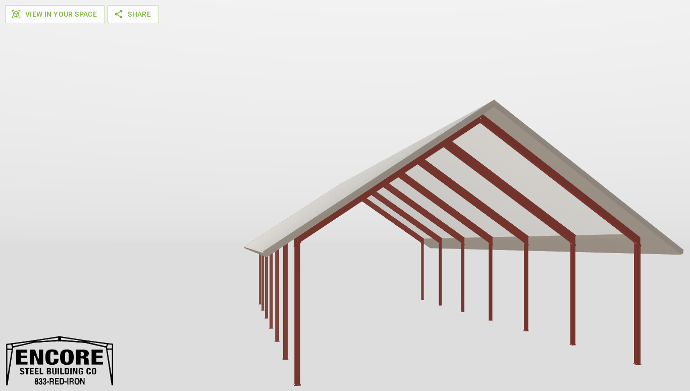 Back Red Iron Gable Style Carport 40'X80'X14-tall