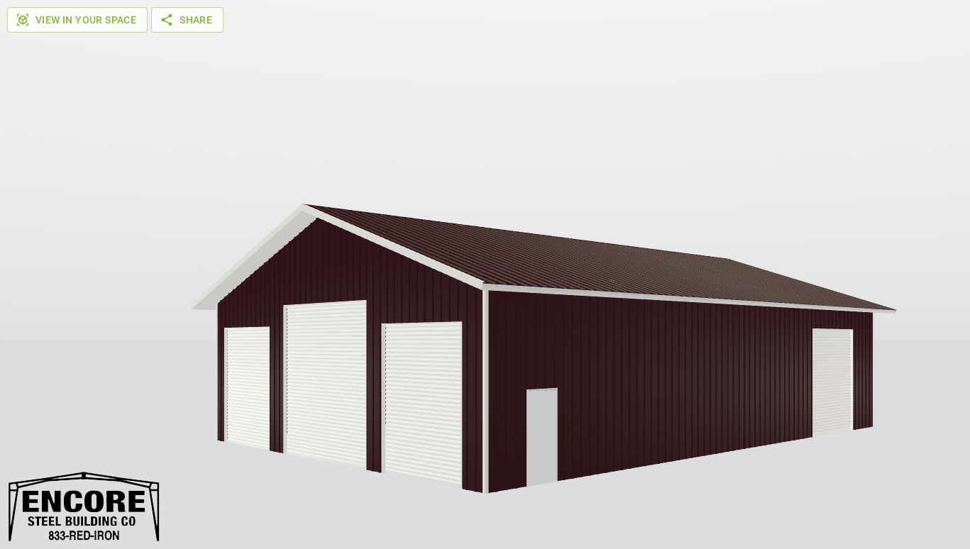 Perspective View Gable 44'X64'X14-tall