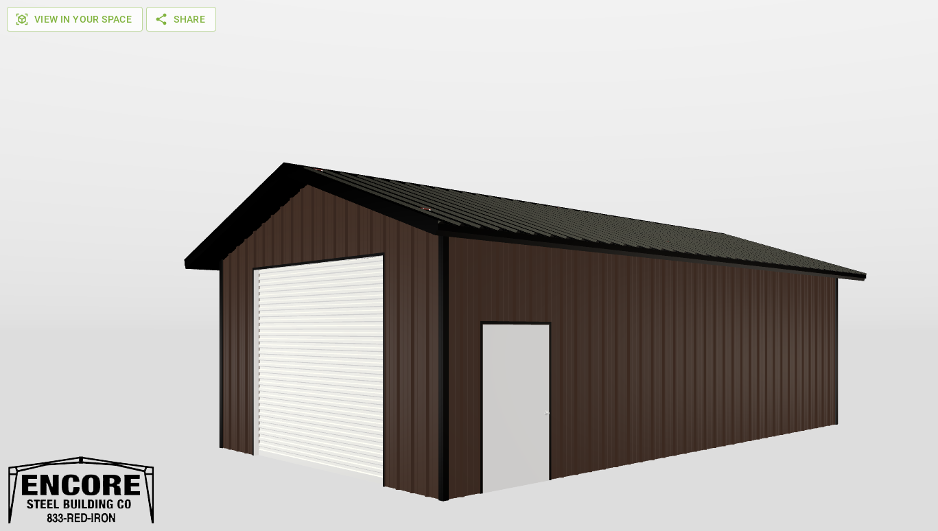 Perspective View Gable 20'X36'X10-tall