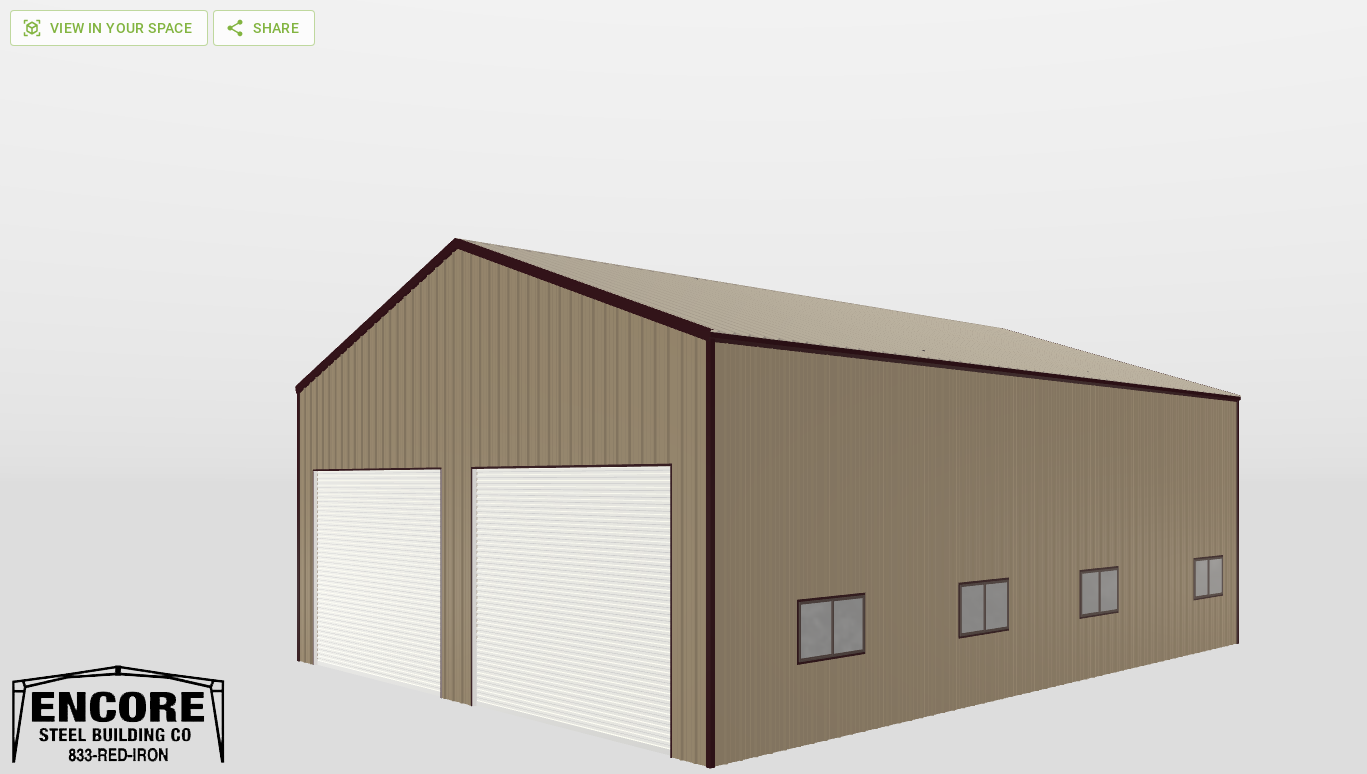 Perspective View Gable 45'X58'X19-tall