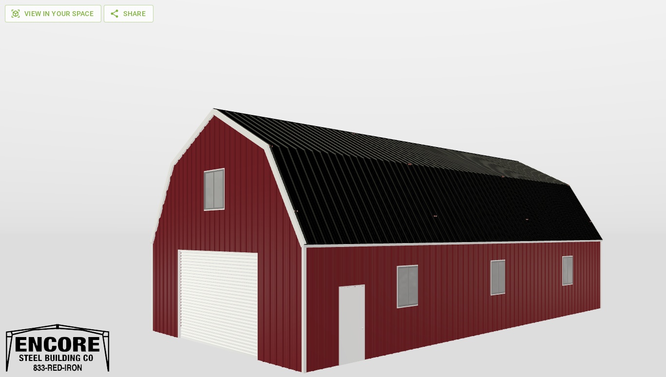 Perspective View Gambrel 30'X60'X10-tall