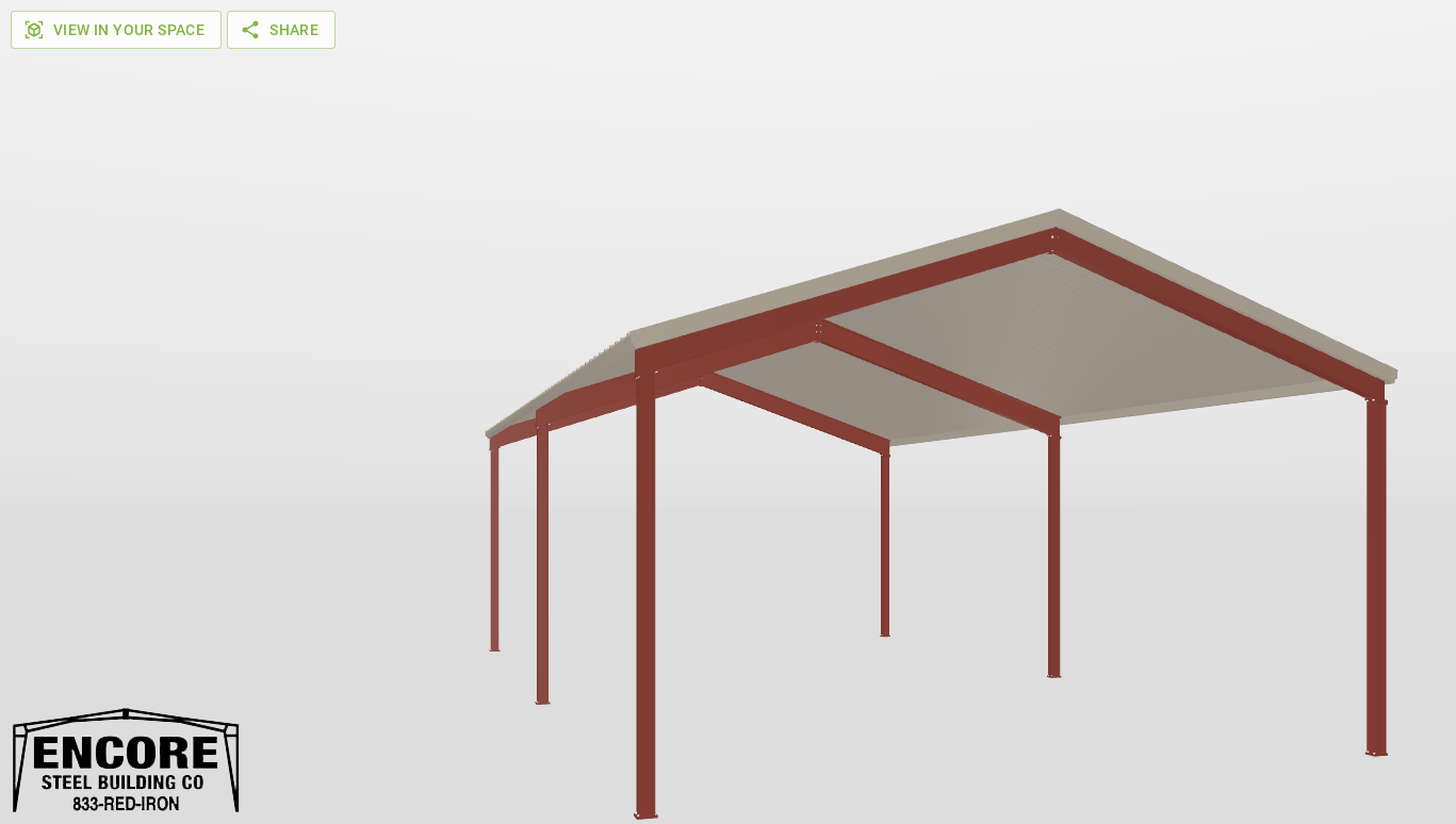 Front Red Iron Gable Style Carport 30'X50'X14-tall