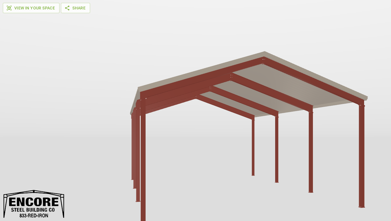 Front Red Iron Gable Style Carport 30'X40'X14-tall