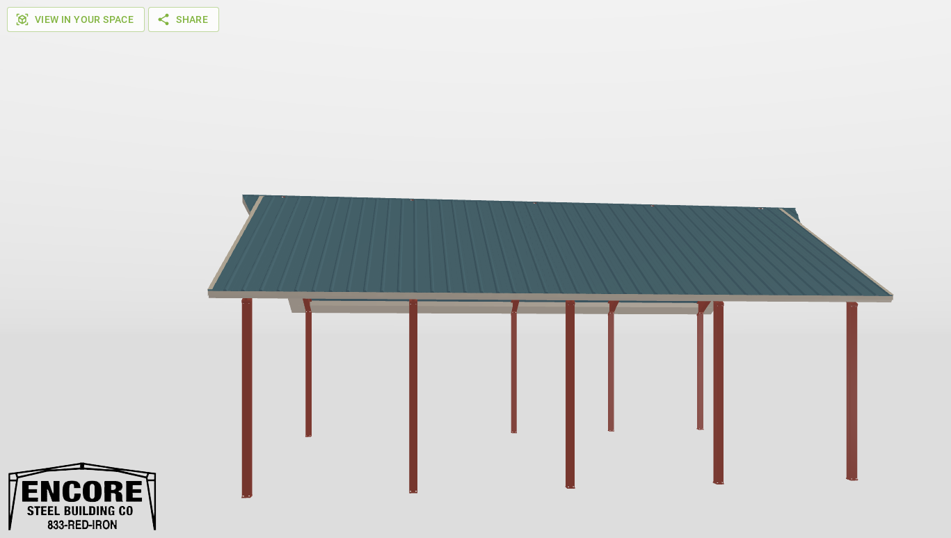 Right Red Iron Gable Style Carport 30'X40'X12-tall