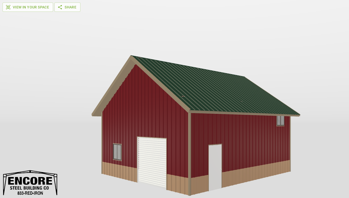 Perspective View Gable 26'X30'X12-tall