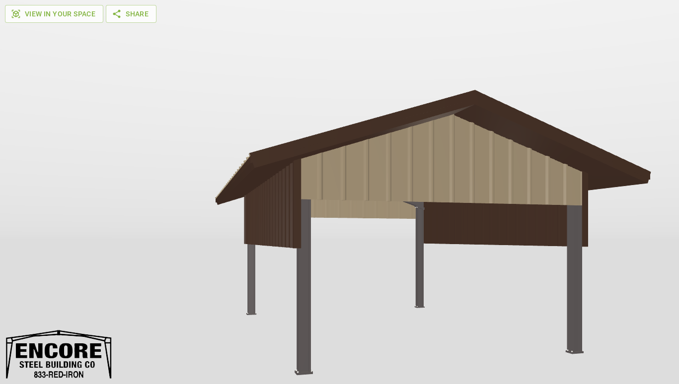 Front Red Iron Gable Style Carport 14'X20'X8-tall