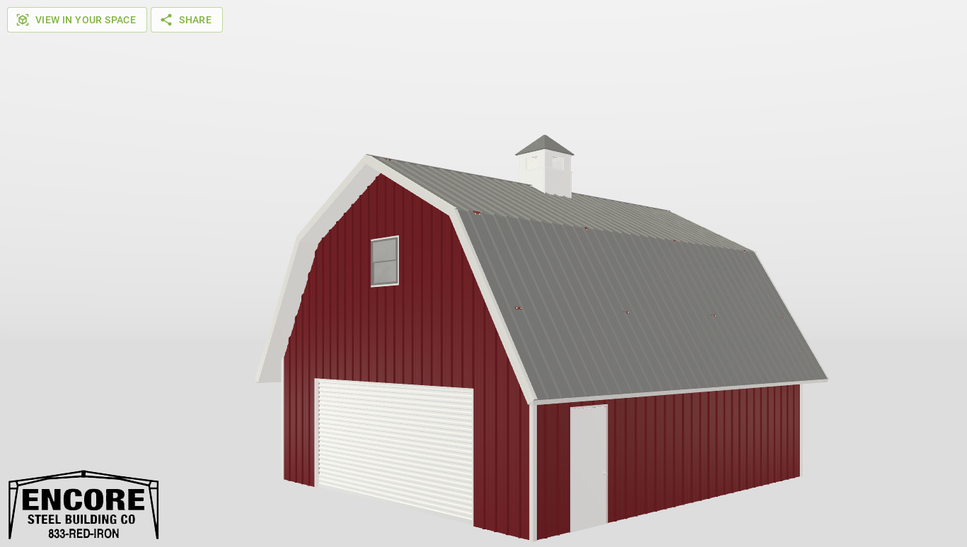 Perspective View Gambrel 28'X30'X9-tall