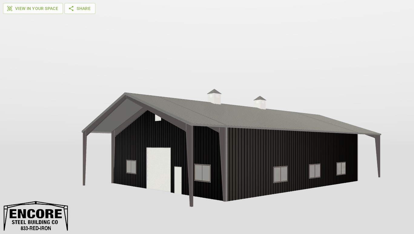Perspective View Gable 55'X65'X16-tall