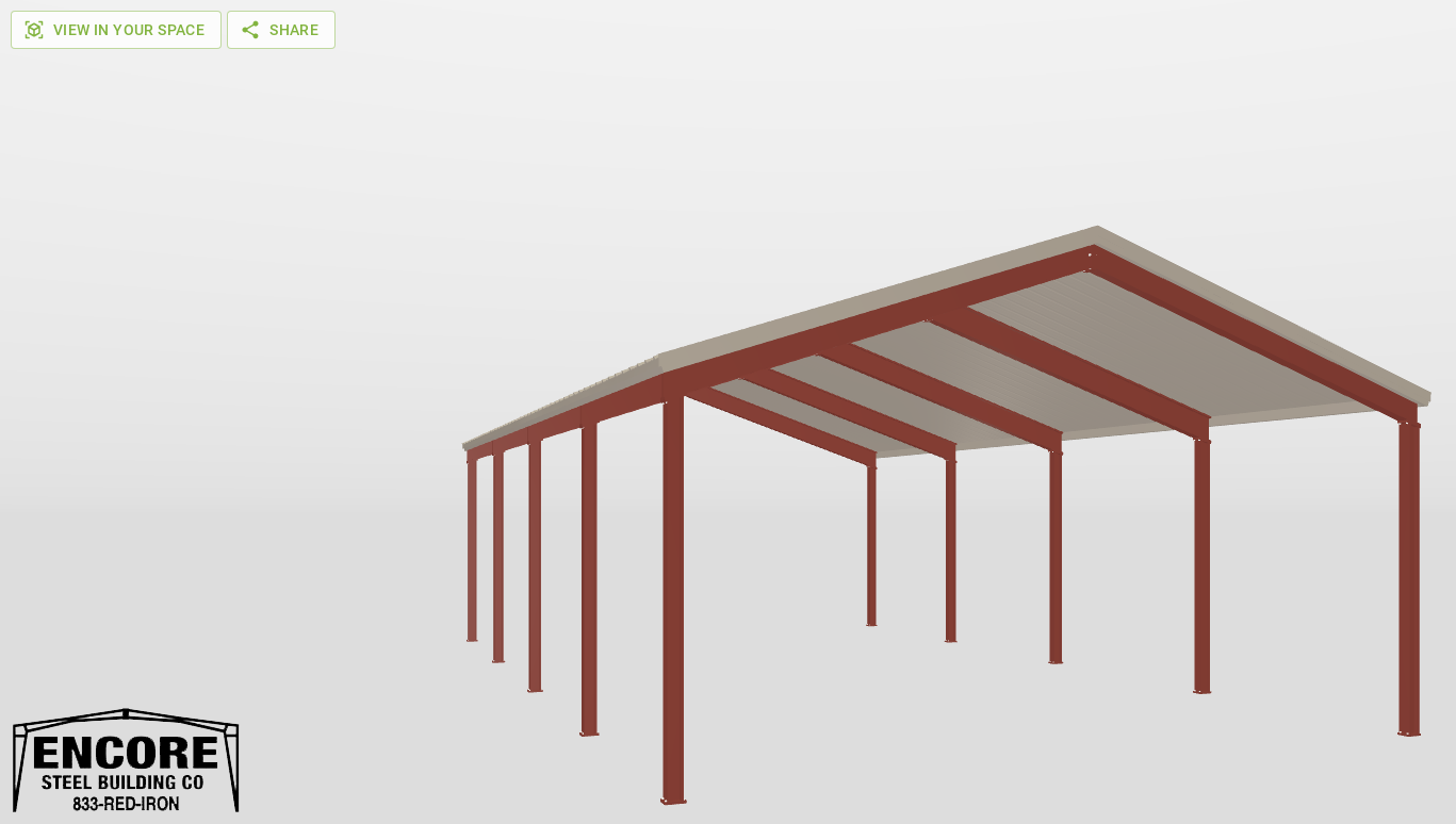 Front Red Iron Gable Style Carport 30'X50'X12-tall