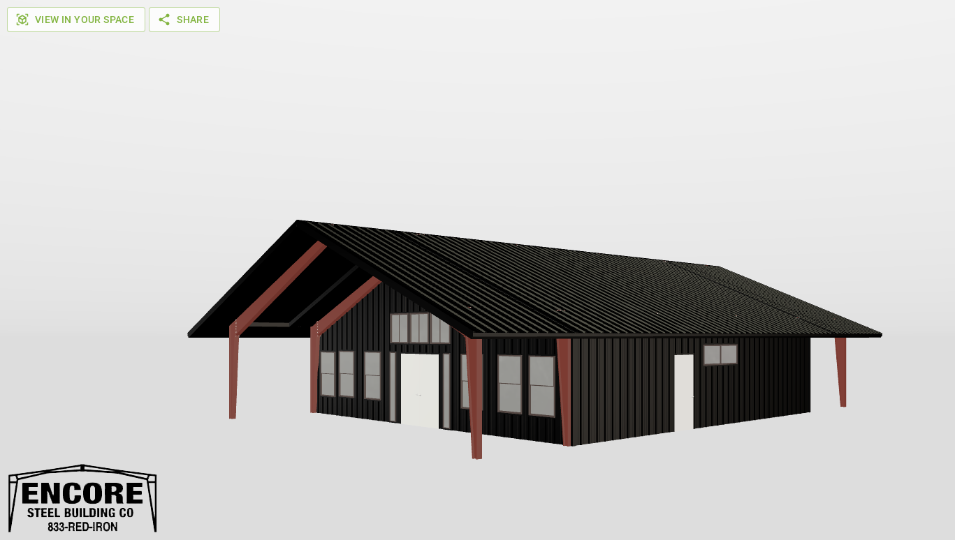 Perspective View Gable 40'X40'X9-tall