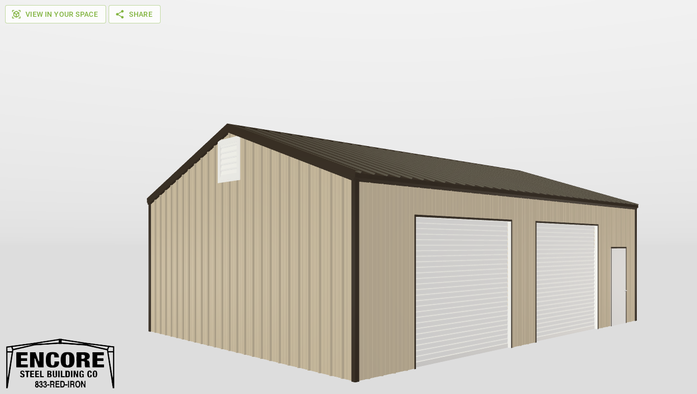 Perspective View Gable 26'X36'X10-tall