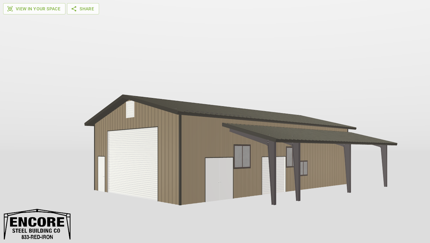 Perspective View Gable 30'X50'X13-tall