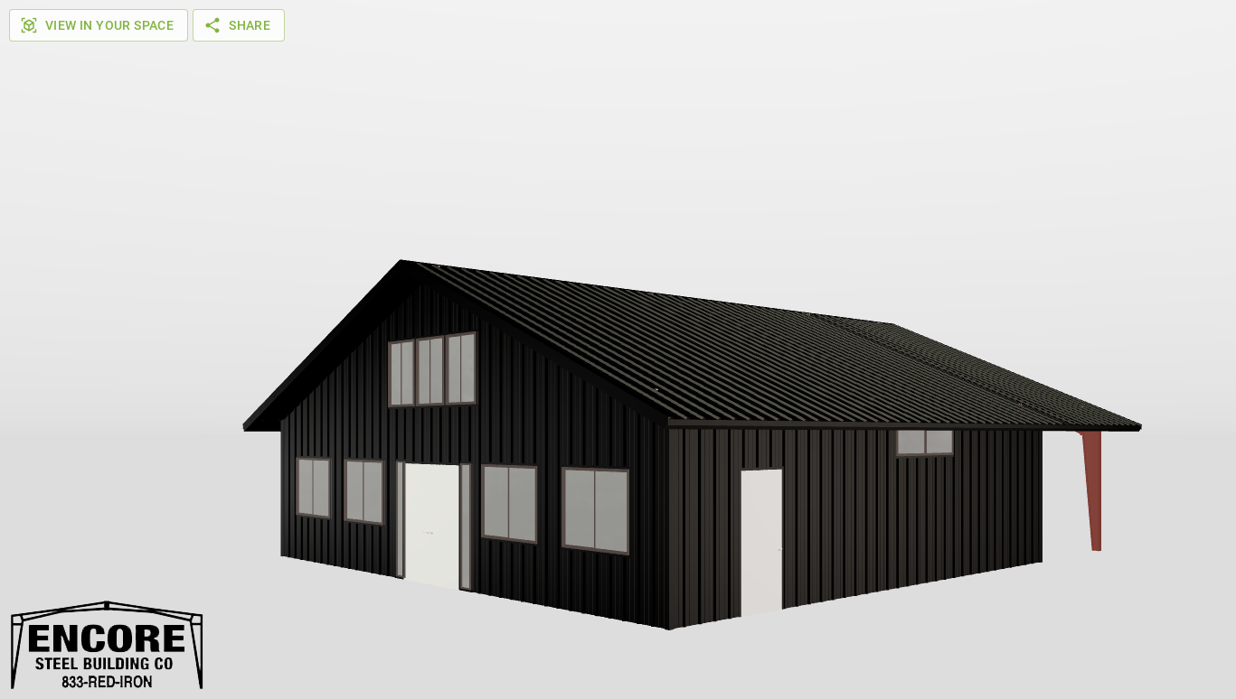 Perspective View Gable 40'X35'X9-tall