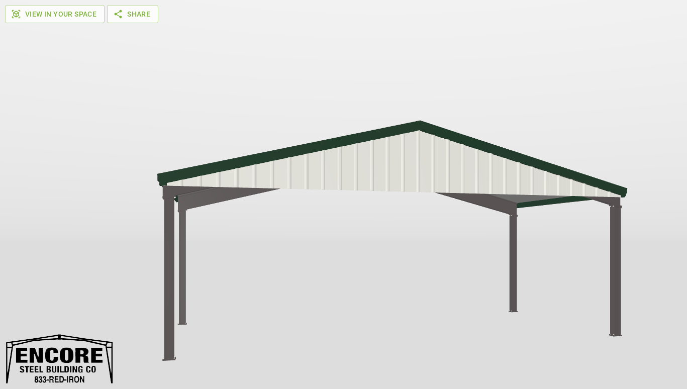 Right Red Iron Gable Style Carport 30'X15'X9-tall