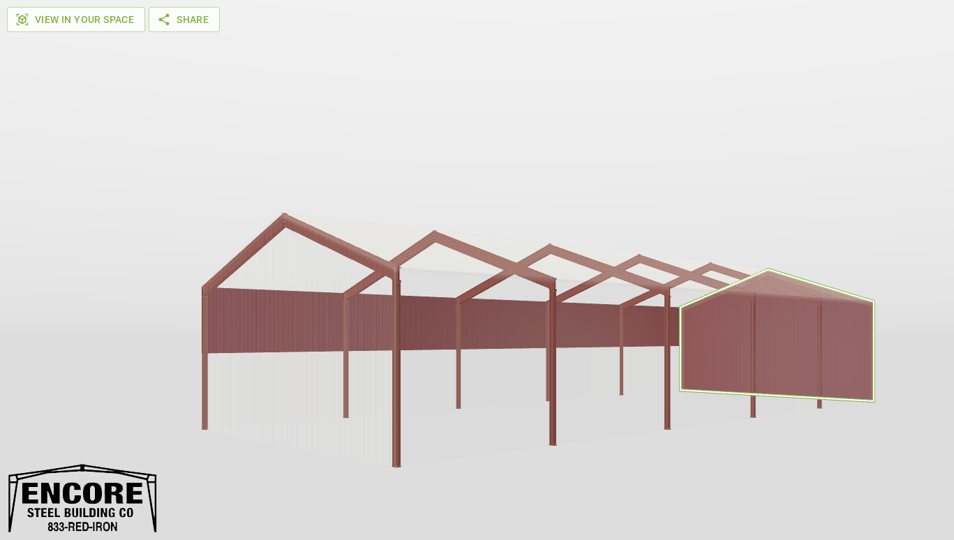 Frame Red Iron Gable Style Carport 40'X100'X16-tall