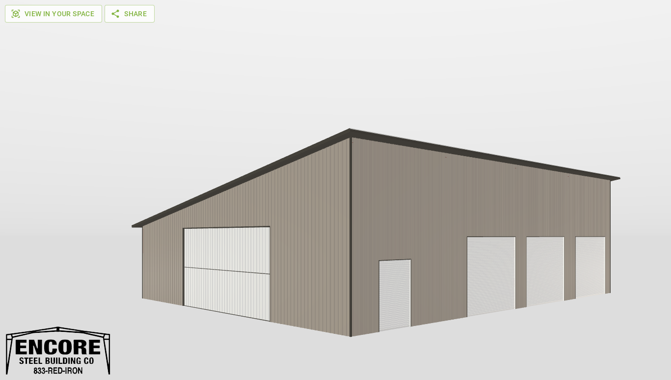 Perspective View Red Iron Single Slope Carport 80'X100'X18-tall-ss