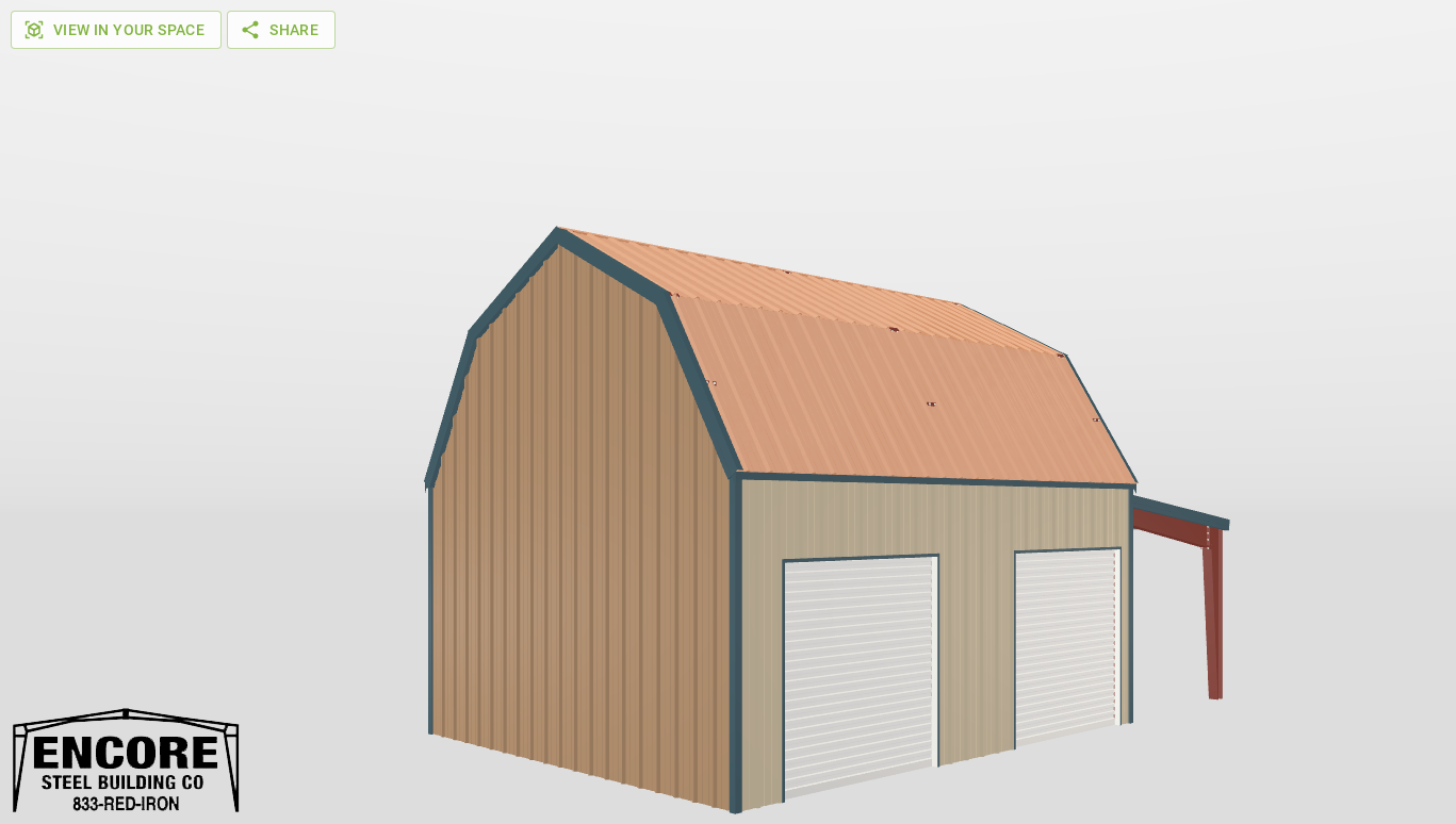 Perspective View Gambrel 20'X24'X10-tall