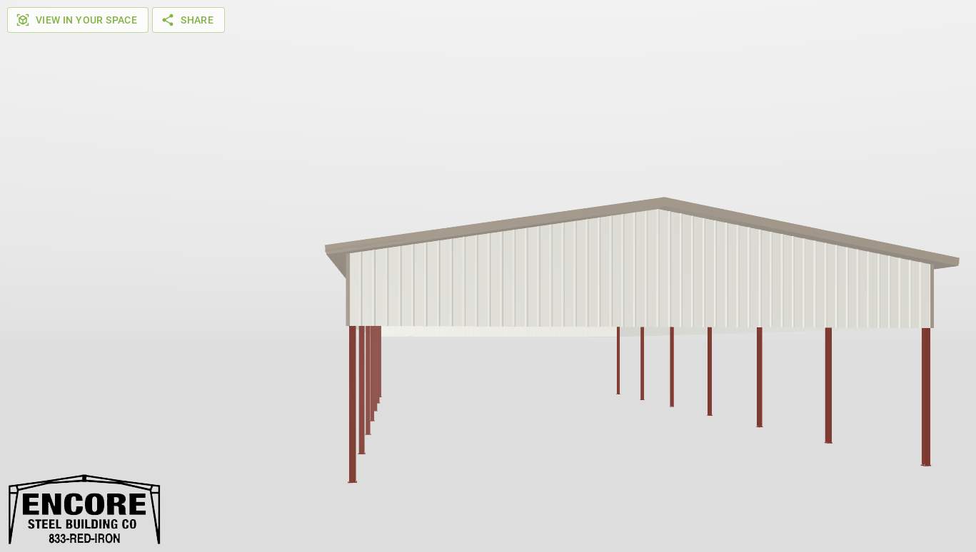 Front Red Iron Gable Style Carport 50'X104'X17-tall
