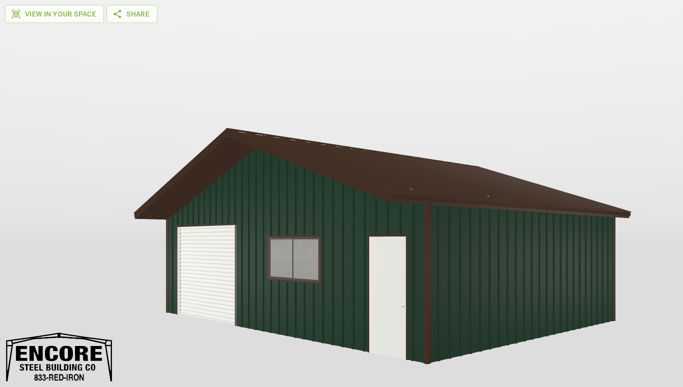 Perspective View Gable 32'X24'X8-tall