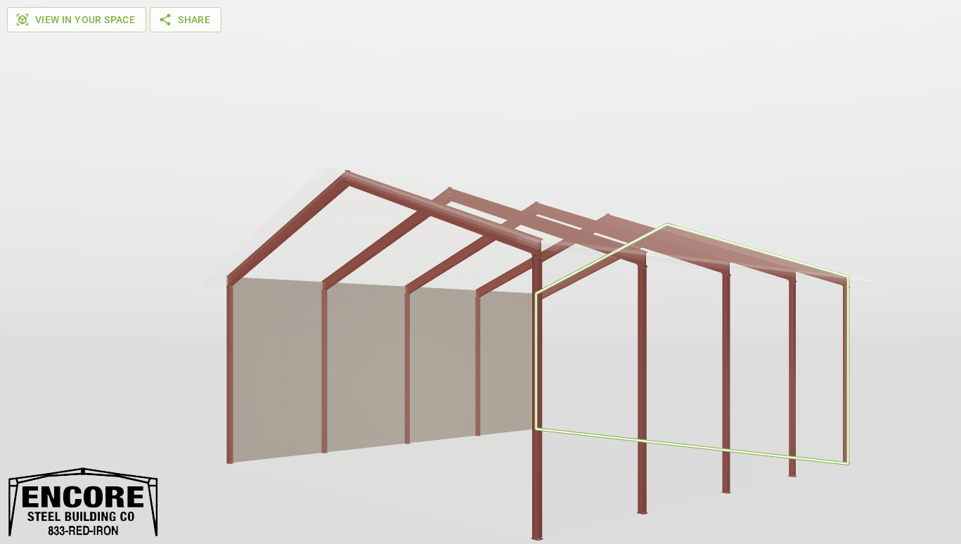 Frame Red Iron Gable Style Carport 50'X50'X20-tall