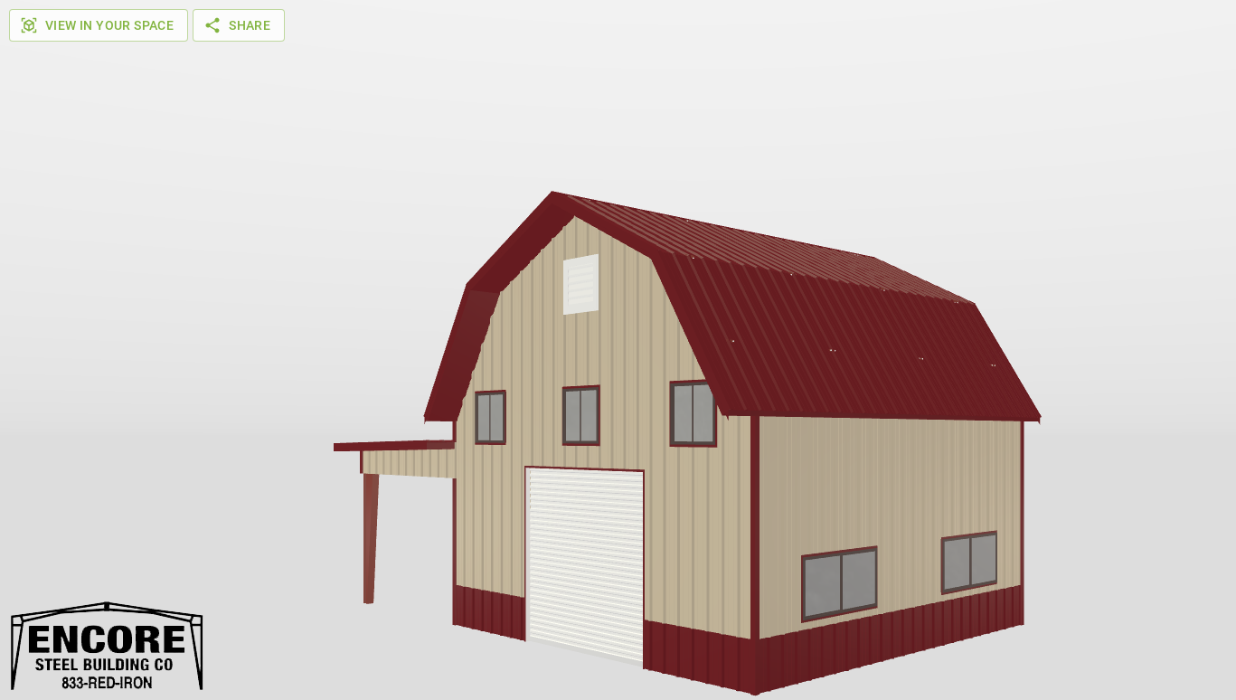 Perspective View Gambrel 25'X25'X12-tall
