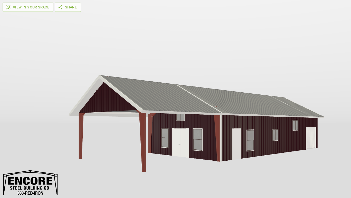 Perspective View Gable 26'X40'X10-tall